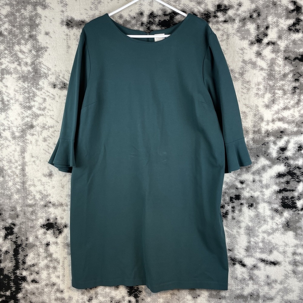 Chicos Shirt Dress Women's Size 4 Rayon Nylon Stretch Green Comfort Casual